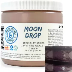 Penguin Pottery - Specialty Series - Moon Drop - Mid Fire Glaze, High Fire Glaze, Cone 6 for Mid Fire Clay - Ceramic Glaze Pottery (1 Pint | 16 oz | 473 ml)