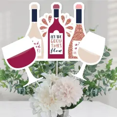 Big Dot of Happiness But First, Wine - Wine Tasting Party Centerpiece Sticks - Table Toppers - Set of 15