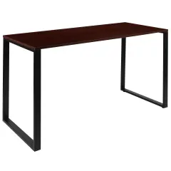 Merrick Lane Corbin 55" Computer Desk with Open Metal Frame Mahogany