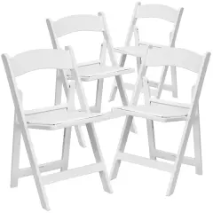 Emma and Oliver Set of 4 800 lb Weight Capacity Indoor/Outdoor Resin Folding Chairs White