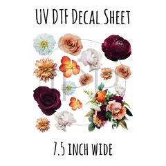 7"x7"- #1- Real Fall Floral- UV DTF Decal SHEET