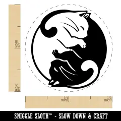 Yin and Yang Cats Curled Up Together Self-Inking Rubber Stamp for Stamping Crafting Planners UV