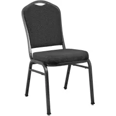 Emma and Oliver Premium Crown Back Banquet Chair BlackFab/SilverVein