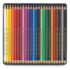 Koh-I-Noor Polycolor Dry Color Drawing Pencil Set - Assorted Colors, Tin, Set of 24