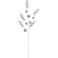 Northlight 29" Silver Glitter Berries with Ornaments Christmas Spray