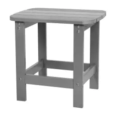 Merrick Lane Riviera Poly Resin Indoor/Outdoor All-Weather Adirondack Side Table Gray