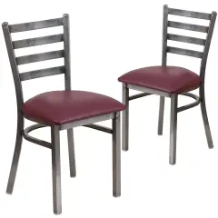 Emma and Oliver 2 Pack Clear Coated Ladder Back Metal Restaurant Chair BurgVYL/ClearCoated