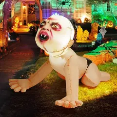 4FT Halloween Inflatable Outdoor Zombie Baby Blow Up Yard Decoration with LED Lights Built-in for Holiday/Party/Yard/Garden