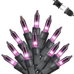 Toodour Purple Halloween Lights, 14.5ft 50 Count Incandescent Halloween String Lights, UL Certified Connectable Mini Bulbs Halloween Lights for Home, Garden, Porch, Halloween Party Decoration