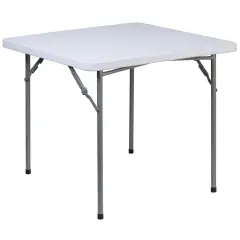 Emma and Oliver 2.81-Foot Square Plastic Folding Table Granite White