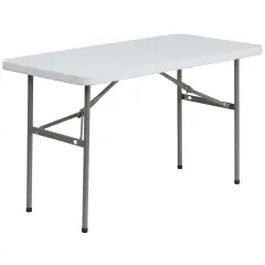 Emma and Oliver 4-Foot Plastic Folding Table Granite White