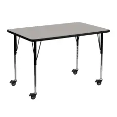 Emma and Oliver Mobile 30x48 Rectangle HP Laminate Adjustable Activity Table Gray