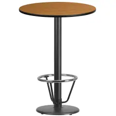Emma and Oliver 30" Round Laminate Bar Table with 18" Round Foot Ring Base Natural