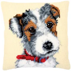 VervacoDog with Red Collar Pillow Cover Needlepoint Kit Multi