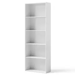 5-Tier Modern Bookcase with Open Storage Shelves and Durable MDF Frame White