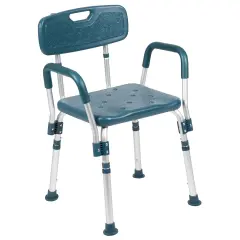 Emma and Oliver 300 Lb. Capacity Quick Release Back & Arm Shower Chair Navy