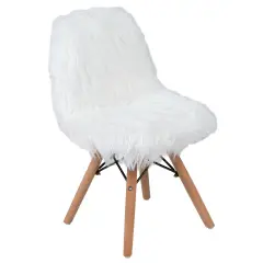 Emma and Oliver Kids Shaggy Dog Accent Chair - Desk Chair - Playroom Chair White