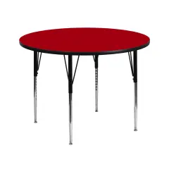 Emma and Oliver 42" Round Laminate Adjustable Activity Table Red