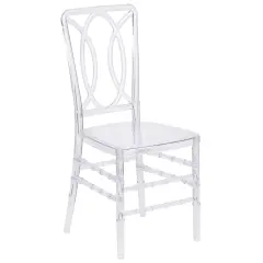 Emma and Oliver Transparent Design Stacking Chair with Designer Back - Event Chair - UV Resistant Crystal Ice