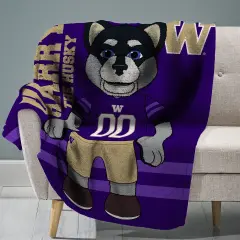 Sleep Squad Washington Huskies Harry the Husky Mascot 60&rdquo; x 80&rdquo; Raschel Plush College Blanket