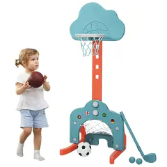 3-in-1 Kids Basketball Hoop Set with Balls Perfect for Indoor-Outdoor Use Green
