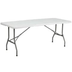 Emma and Oliver 6-Foot Bi-Fold Plastic Folding Table Granite White