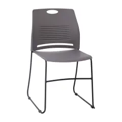 Emma and Oliver Arcana Series Heavy Duty 660 lb. Capacity Ergonomic Polypropylene Stack Chair with Perforated Back and Steel Sled Base Gray