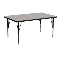 Emma and Oliver 24x48 Rectangle HP Laminate Adjustable Preschool Activity Table Gray
