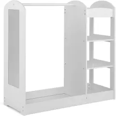 Kids Dress Up Storage Space with 2 Open Shelves and 2 Bottom Storage Layers White