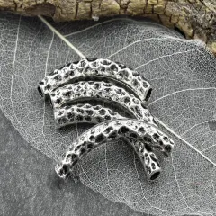 *6* 42x6mm Antique Silver Hammered Curved Beads