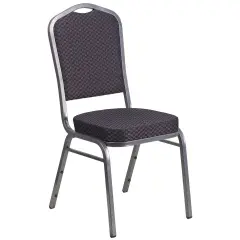 Emma and Oliver Crown Back Stacking Banquet Dining Chair BlackFab/SilverVein