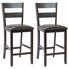 2-Pieces Upholstered Bar Stools Counter Height Chairs with PU Leather Cover