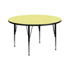 Emma and Oliver 42" Round Laminate Adjustable Preschool Activity Table Yellow