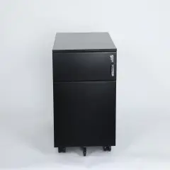 2 Drawer Mobile File Cabinet with Lock Metal Filing Cabinet for Legal File and Documents Black