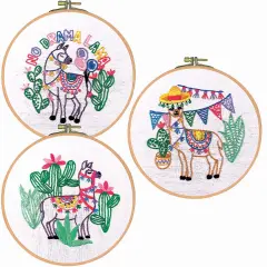 CraftwaysLlama Hoop Set Stamped Embroidery Multi