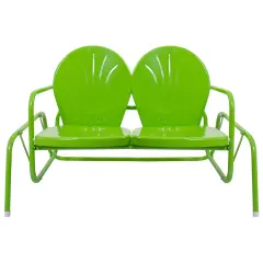 Northlight 48.25" Outdoor Retro Metal Tulip Double Glider Patio Chair, Lime Green
