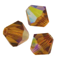 Preciosa Crystal Bicone Bead 3mm Topaz AB (Package of 50)