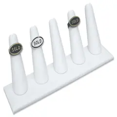 Five Ring Finger Jewelry Display - White