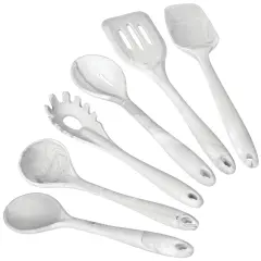 mDesign Silicone Kitchen Utensil Set - Large - Marble