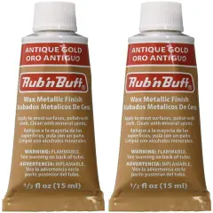 Amaco Rub 'N Buff Wax Metallic Finish, Antique Gold, 0.5 Fluid Ounce, Pack of 2