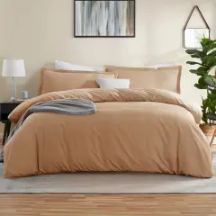 Nestl Double Brushed Microfiber Duvet Cover Set Mocha Brown