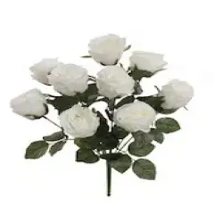 20" White Rose Bush - 12-Pack, 9 Silk Flowers with Lifelike Foliage, Elegant Floral D&eacute;cor, Perfect for Arrangements & Events - Ideal for All Seasons, Floral Home by Artificial Flowers