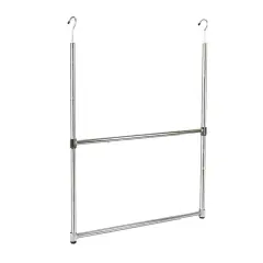 Oceanstar 2-Tier Portable Adjustable Closet Hanger Rod, Chrome Silver