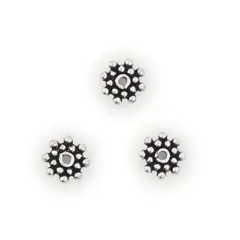 Bali Style Double Flat Flower Bead 6.5x1.5mm Sterling Silver