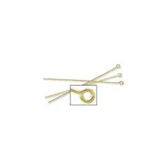 JewelrySupply Eye Pin 2.5" 21 Gauge Gold Plated (10-Pcs)