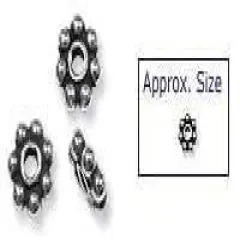 Bead Bali Style Flat Flower 4.8x1.5mm Sterling Silver