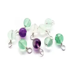 Fluorite 6mm Bead Dangles, Small Gemstone Charms, 10 pieces, Adorabilities