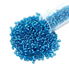 Miyuki Round Rocaille Seed Bead 15/0 Silver Lined Peacock Blue
