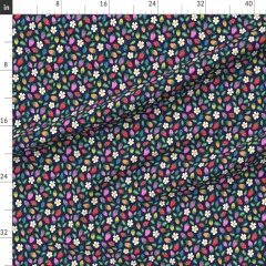 Various Fabrics by the Yard or Fat Quarter Summer Strawberry Bright Colorful White Flowers Small Scale Happy Whimsical Custom Printed Fabric by Spoonflower