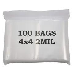 Clear Plastic Reclosable Zipper Bags 4x4 (Package of 100)
